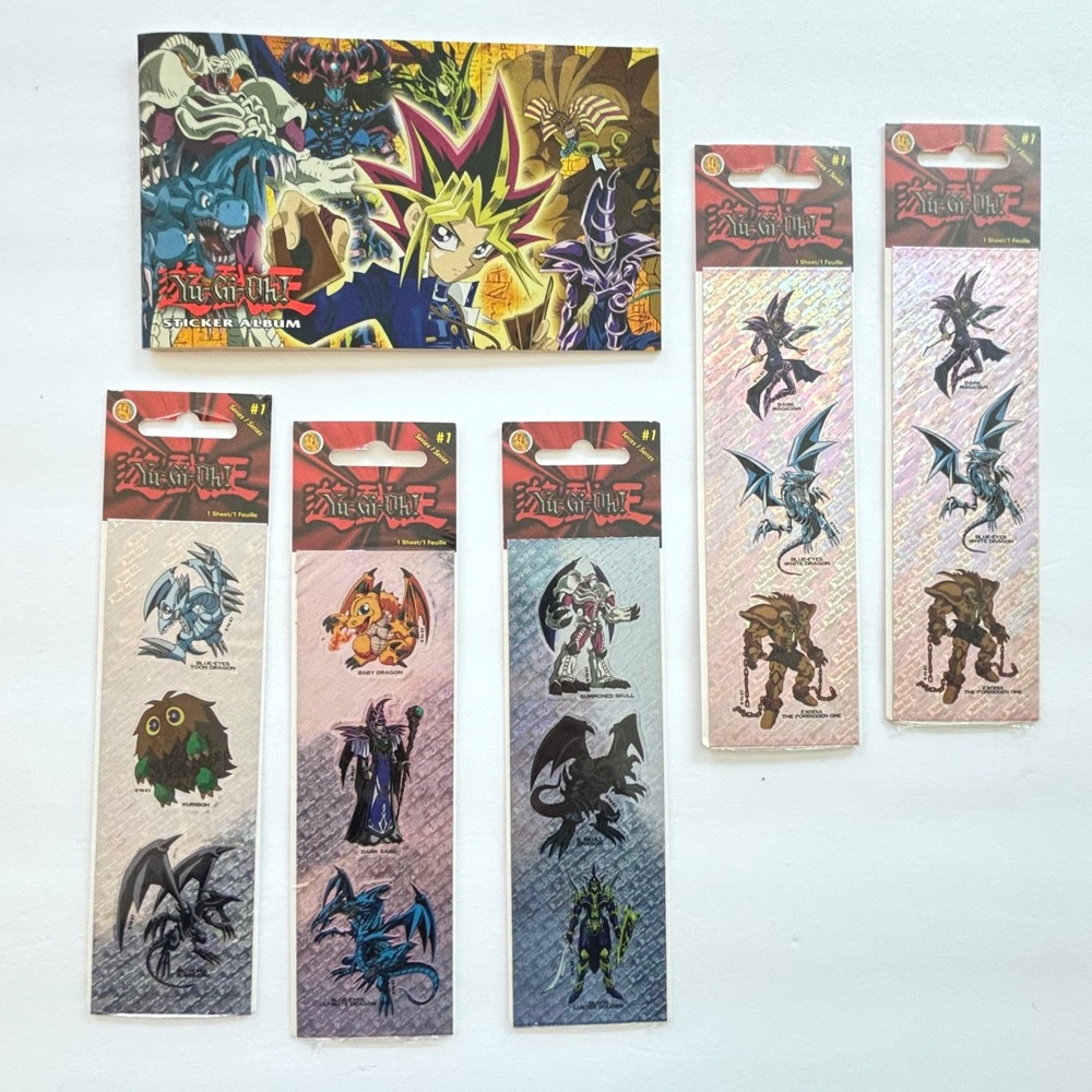 Vintage Sandylion Yu-Gi-Oh Sticker Album 5 Hologram Sticker Sheets 1996 New Lot